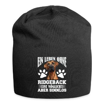 Rhodesian Ridgeback EIN LEBEN OHNE RIDGEBACK - Jersey-Beanie - Schwarz - Vorne