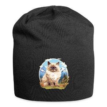 Himalayan Cat Colourpoint Katze - Jersey Beanie - black - Front