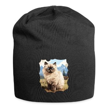 Himalayan Cat Colourpoint Katze - Jersey Beanie - black - Front