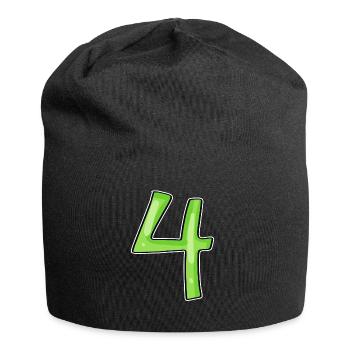 4 - Vier Grün - Jersey-Beanie - Schwarz - Vorne