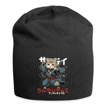 Chat Samouraï Chat Ninja Japonais Kawaii - Bonnet en jersey - noir - Devant