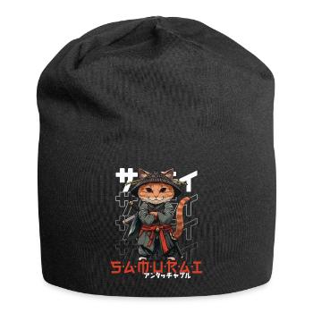 Samurai Cat Kawaii Japanese Ninja Cat - Jersey Beanie - black - Front