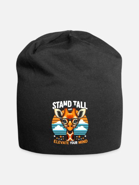 Smart Giraffe Stand tall & Elevate Your Mind - Jersey Beanie - black