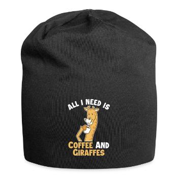 Kaffee und meine Giraffen, Giraffidae, Nubien, Afrikaner - Jersey-Beanie - Schwarz - Vorne