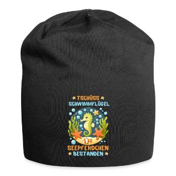 Seepferdchen Seestern Meer Schwimmbad Kinder Fun - Jersey-Beanie - Schwarz - Vorne