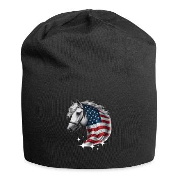 Amerika Unabhängigkeitstag Pferd Stars and Stripes - Jersey-Beanie - Schwarz - Vorne