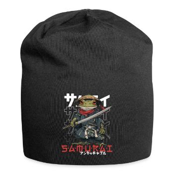 Samurai Frog Kawaii Japanische Ninja Frosch - Jersey-Beanie - Schwarz - Vorne