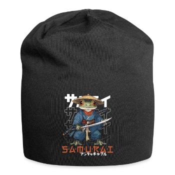 Samurai Frog Kawaii Japanese Ninja Frog - Jersey Beanie - black - Front