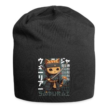 Chat Samouraï Chat Ninja Japonais Kawaii - Bonnet en jersey - noir - Devant