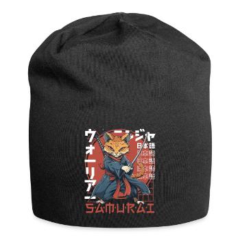 Chat Samouraï Chat Ninja Japonais Kawaii - Bonnet en jersey - noir - Devant