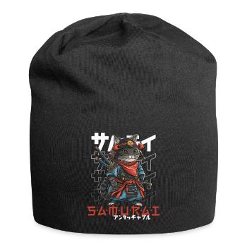 Samurai Cat Kawaii Japanese Ninja Cat - Jersey Beanie - black - Front