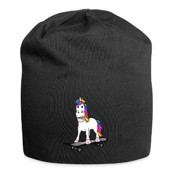 Einhorn Skater Skateboard Jugendliche Kind - Jersey-Beanie - Schwarz - Vorne