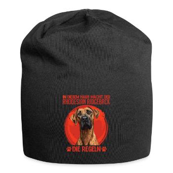Ridgeback Besitzer HIER MACHT DER RIDGEBACK REGELN - Jersey-Beanie - Schwarz - Vorne