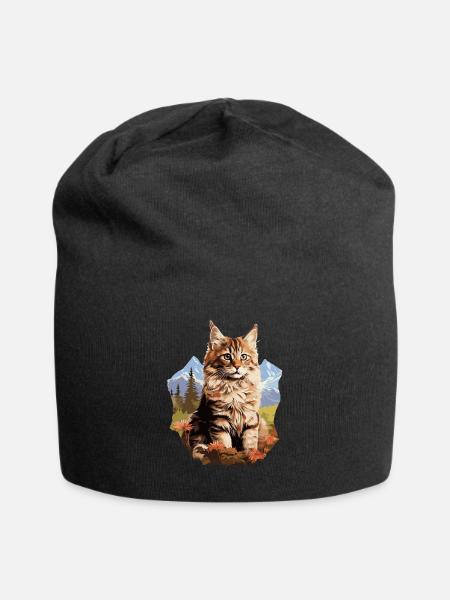 Maine Coon Kitten Maine Coon Cat - Jersey Beanie - black