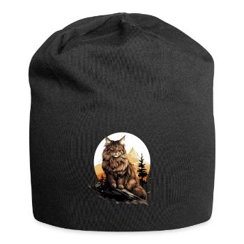 Maine Coon Kätzchen Maine Coon Katze - Jersey-Beanie - Schwarz - Vorne