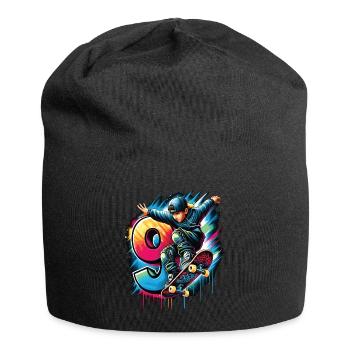 Skateboard Skater Design Für 9 Jahre Jungen - Jersey-Beanie - Schwarz - Vorne