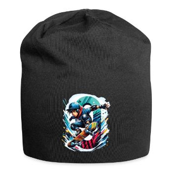Skateboard Skater Design Für 9 Jahre Jungen - Jersey-Beanie - Schwarz - Vorne