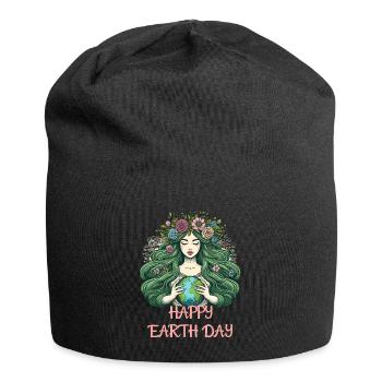 Mother Earth Happy Earth Day Nature Environment Flowers - Jersey Beanie - black - Front