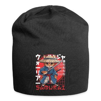 Samurai Cat Kawaii Japanese Ninja Cat - Jersey Beanie - black - Front