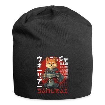 Samurai Dog Kawaii Japanese Ninja Shiba Inu - Jersey Beanie - black - Front