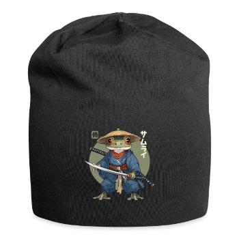 Samurai Frog Kawaii Japanische Ninja Frosch - Jersey-Beanie - Schwarz - Vorne