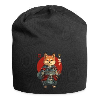 Samurai Dog Kawaii Japanische Ninja Shiba Inu - Jersey-Beanie - Schwarz - Vorne