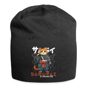 Samurai Cat Kawaii Japanese Ninja Cat - Jersey Beanie - black - Front