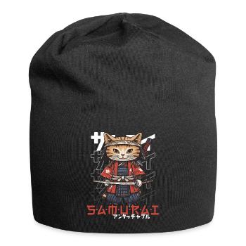 Samurai Cat Kawaii Japanische Ninja Katze - Jersey-Beanie - Schwarz - Vorne