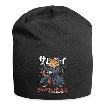 Chat Samouraï Chat Ninja Japonais Kawaii - Bonnet en jersey - noir - Devant