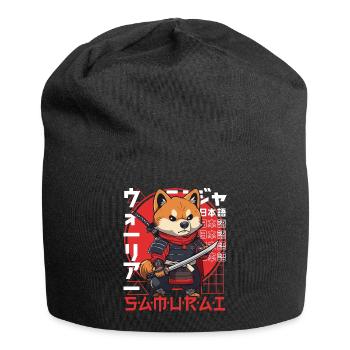 Samurai Dog Kawaii Japanische Ninja Shiba Inu - Jersey-Beanie - Schwarz - Vorne