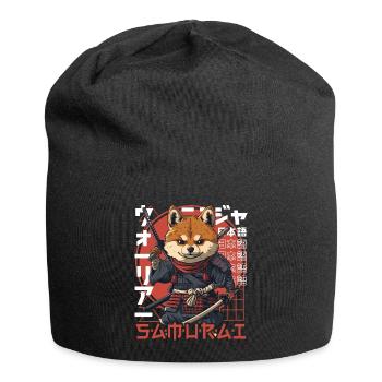 Samurai Dog Kawaii Japanese Ninja Shiba Inu - Jersey Beanie - black - Front