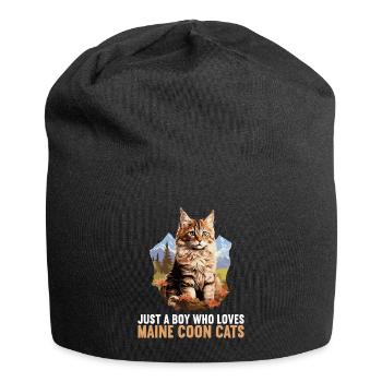 Maine Coon Kätzchen Maine Coon Katze - Jersey-Beanie - Schwarz - Vorne