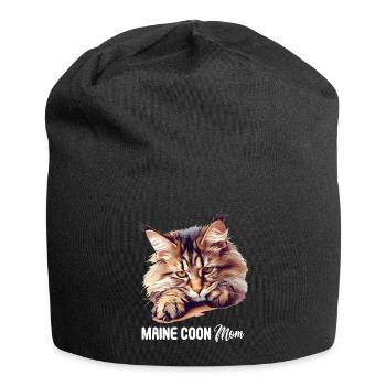 Maine Coon Kätzchen Maine Coon Katze - Jersey-Beanie - Schwarz - Vorne