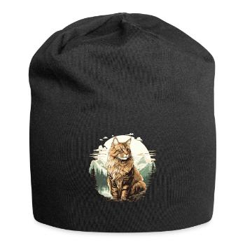 Maine Coon Kätzchen Maine Coon Katze - Jersey-Beanie - Schwarz - Vorne