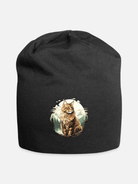 Maine Coon Kätzchen Maine Coon Katze - Jersey-Beanie - Schwarz