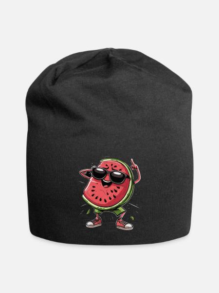 Wassermelone - Jersey-Beanie - Schwarz