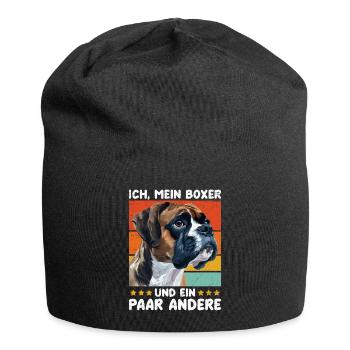 Deutscher Boxer ICH MEIN BOXER UND EIN PAAR ANDERE - Jersey-Beanie - Schwarz - Vorne