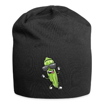 Dancing okra with sunglasses okra - Jersey Beanie - black - Front