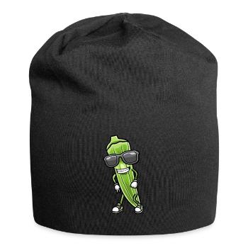 Dancing okra with sunglasses okra - Jersey Beanie - black - Front