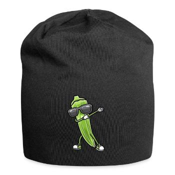 Dancing okra with sunglasses okra - Jersey Beanie - black - Front