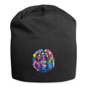 Étreinte de connexion arc-en-ciel, fierté heureuse - Bonnet en jersey - noir - Devant