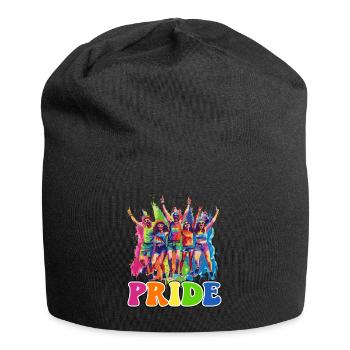 Étreinte de connexion arc-en-ciel, fierté heureuse - Bonnet en jersey - noir - Devant