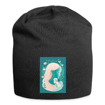 Embrace: Pastel Peach Lovers in Nature - Jersey Beanie - black - Front