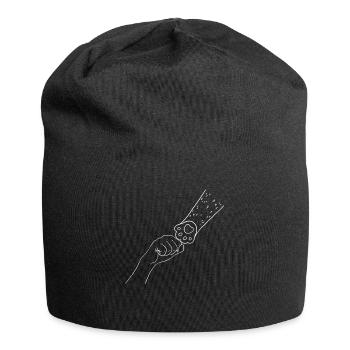 Une main humaine et une patte de chien - Bonnet en jersey - noir - Devant
