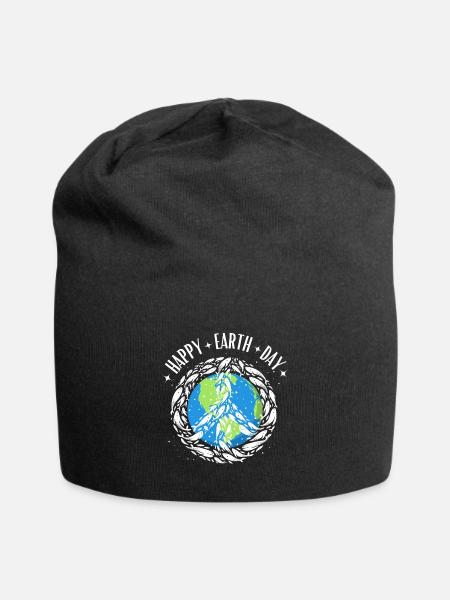 Happy Earth Day Weltkugel Wale Umwelt Natur Ozean - Jersey-Beanie - Schwarz