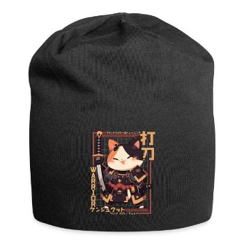 Samurai Cat Kawaii Japanese Ninja Cat - Jersey Beanie - black - Front