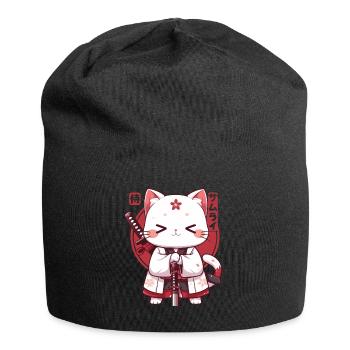 Samurai Cat Kawaii Japanische Ninja Cat - Jersey-Beanie - Schwarz - Vorne