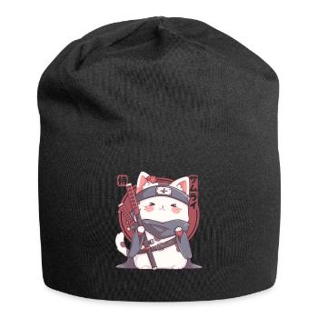 Samurai Cat Kawaii Japanische Ninja Cat - Jersey-Beanie - Schwarz - Vorne