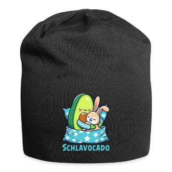 Schlavocado Schlafshirt Nachthemd Pyjama Schlafanz - Jersey-Beanie - Schwarz - Vorne