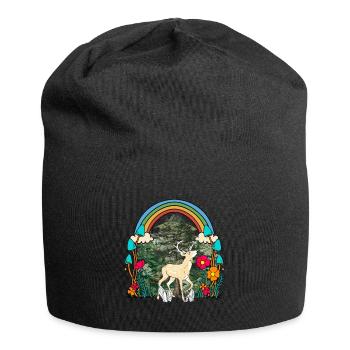 Waldtiere Waldbewohner Hirsch Rehbock Reh Kind - Jersey-Beanie - Schwarz - Vorne
